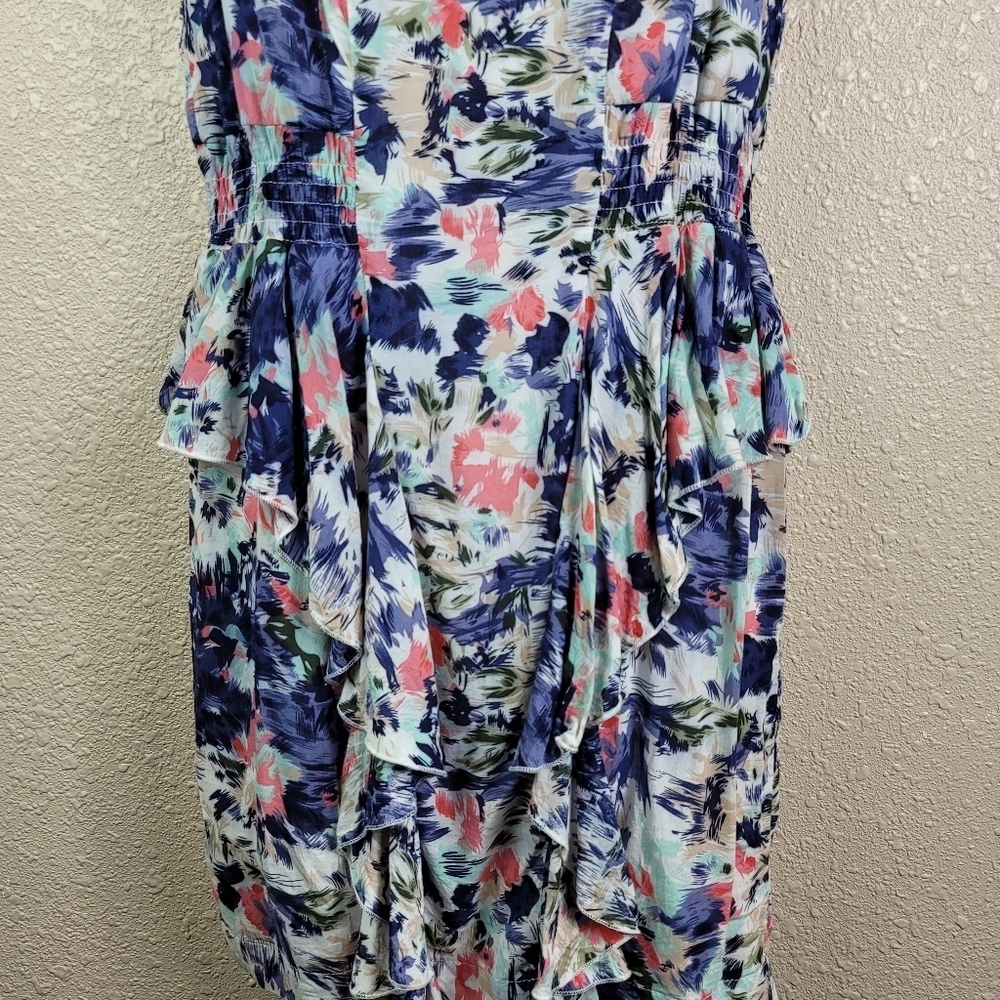 Akualani Abstract Print Sleeveless ruffles Dress Sz M - Picture 9 of 9